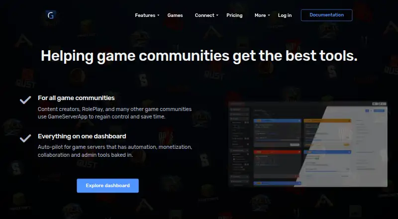 The GameServerApp homepage
